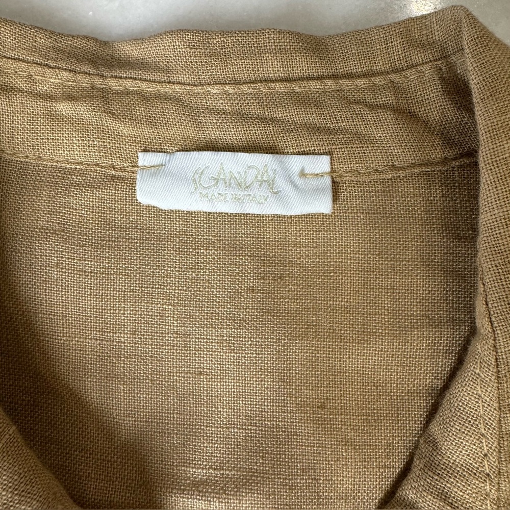 Scandal 100% Linen button down midi dress with split seams M/L Made in Italy - Picture 6 of 12